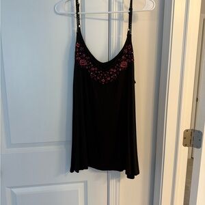 Torrid Black Floral Embroidered Women's Tank Top